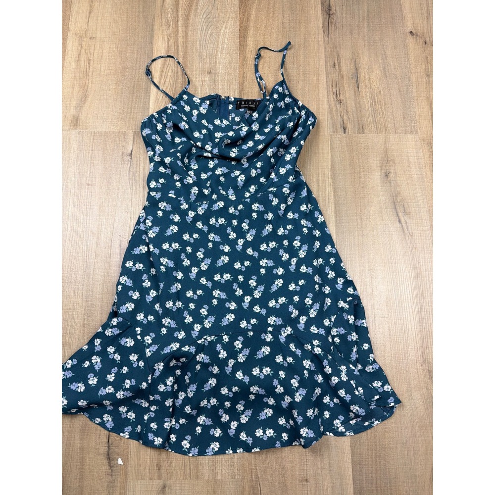 Trixxi Francesca's Teal Floral Cowl Neck Mini Dress Small NWT 26V837FEHI - Picture 1 of 9